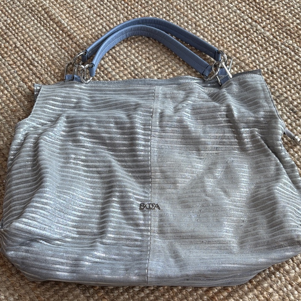 B. Makowsky Silver and Blue Shoulder Bag with matching wristlet